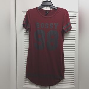 rue21 Women's 'Bossy 98' Short Sleeve Burgundy Graphic Tee